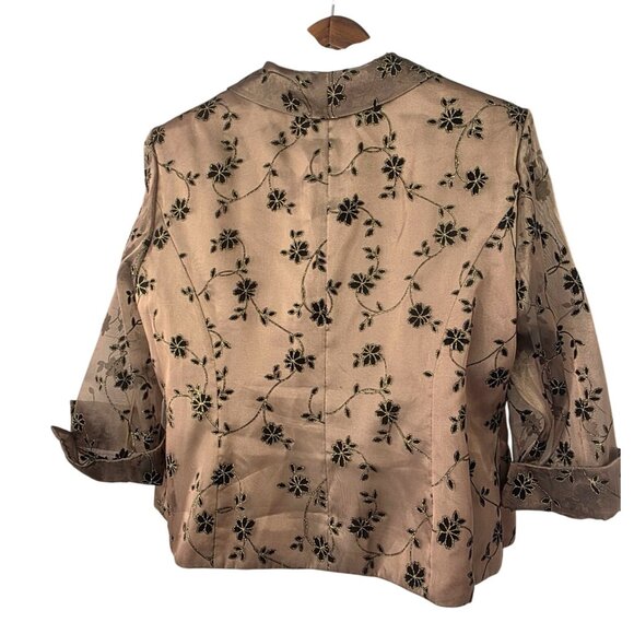R&M Richards Plus 22W Floral Embroidered Sheer Jacket Blazer - Picture 3 of 12
